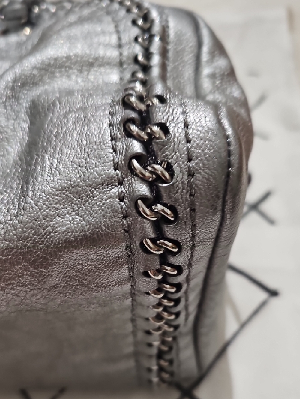 CHANEL Silver Bowling Bag Leather Chain-Handle Shoulder Bag - Picture 4 of 16
